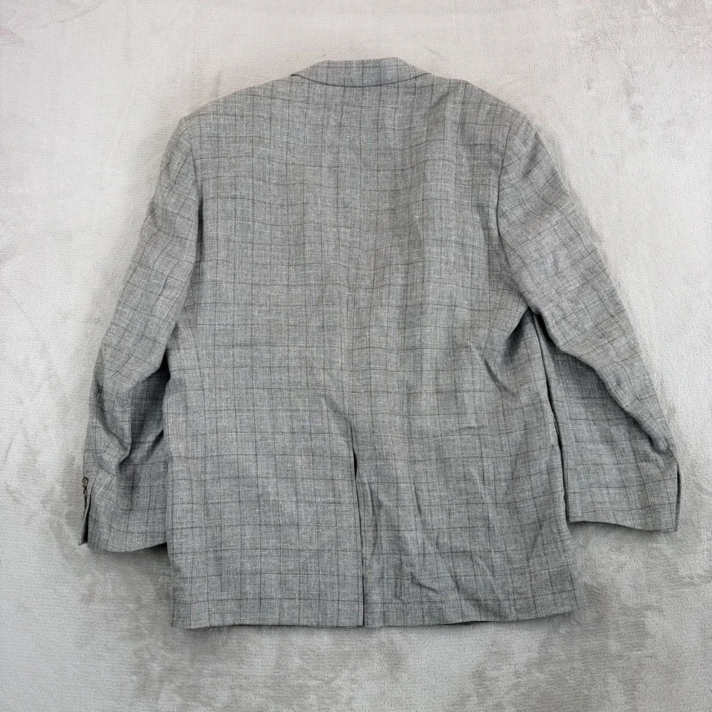 Lauren Ralph Lauren Blazer Jacket Sport Coat Grey WindowPane Wool/Silk/Linen 43R